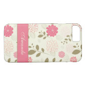 iPhone 7 Hoesje | Bloemen, bladeren | Roze groene (Achterkant (Horizontaal))