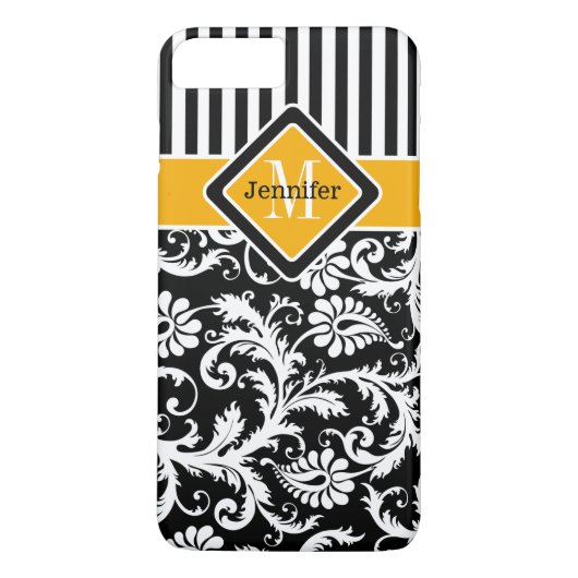 iPhone 7 Hoesje | Damascus, Stripes | Geel 2 (Achterkant)