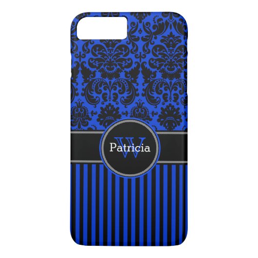 iPhone 7 Hoesje | Damast | Strepen | Koningsblauw (Achterkant)