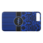 iPhone 7 Hoesje | Damast | Strepen | Koningsblauw (Achterkant (Horizontaal))