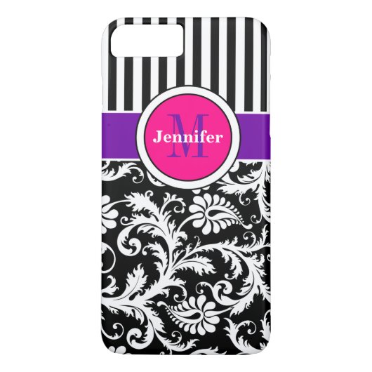 iPhone 7 Hoesje | Damast | Strepen | Roze 3 (Achterkant)