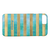 iPhone 7 Hoesje | FAUX Gold Foil Stripe Waterverf  (Achterkant (Horizontaal))