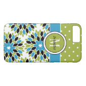 iPhone 7 Hoesje | Floral, Stippen | Blauw, groen 2 (Achterkant (Horizontaal))