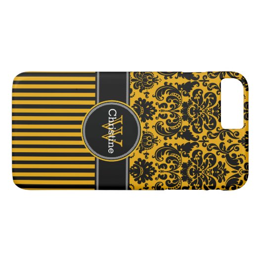 iPhone 7 Hoesje | Schade | Stripes | Mosterd (Achterkant (Horizontaal))