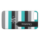iPhone 7 Hoesje | Stripes | Blauwgroen, grijs, zwa (Achterkant (Horizontaal))