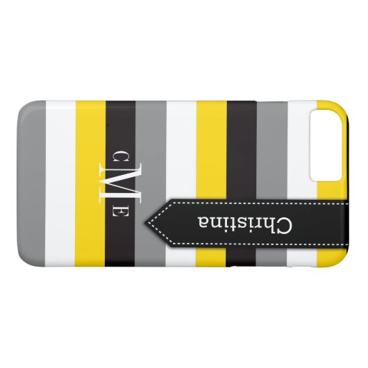 iPhone 7 Hoesje | Stripes | Geel, grijs, zwart (Achterkant (Horizontaal))