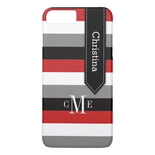 iPhone 7 Hoesje | Stripes | Rood, grijs, zwart (Achterkant)