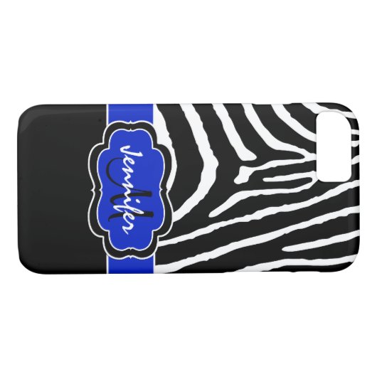 iPhone 7 Hoesje | Zebrastropen | Royal Blue (Achterkant (Horizontaal))