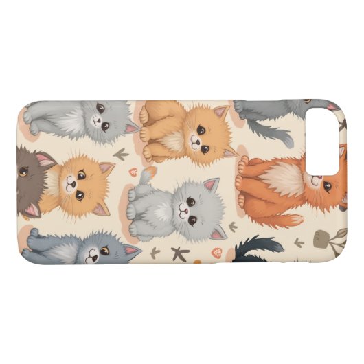 iPhone 8/7 Hoesjes Schattige kittenpatroon Telefoo (Achterkant (Horizontaal))