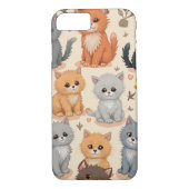 iPhone 8/7 Hoesjes Schattige kittenpatroon Telefoo (Achterkant)