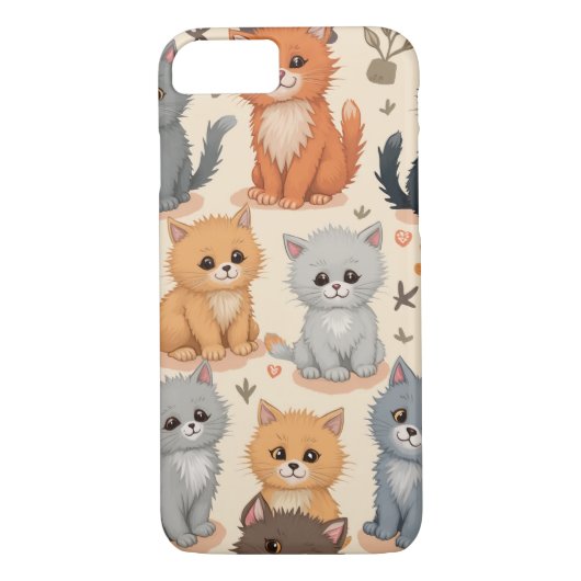 iPhone 8/7 Hoesjes Schattige kittenpatroon Telefoo (Achterkant)