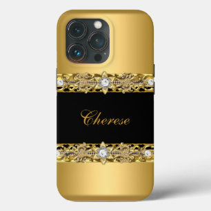 iPhone Black Floral Faux Gold Case-Mate iPhone Case