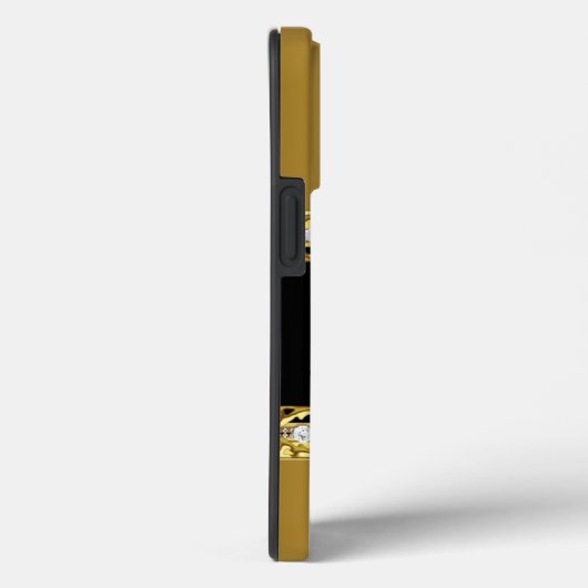 iPhone Black Floral Faux Gold Case-Mate iPhone Case (Achterkant / Rechts)