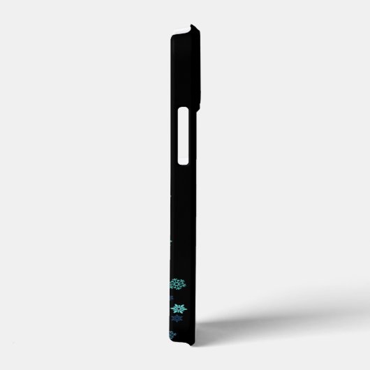 iPhone Black met groene en blauwe sneeuwvlokken Case-Mate iPhone Case (Achterkant / Rechts)