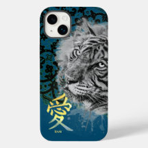 IPHONE CASE ANTIEK LACE PAINTED TIGER KANJI LOVE
