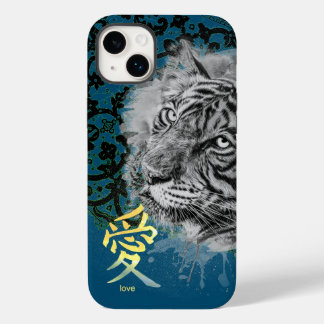 IPHONE CASE ANTIEK LACE PAINTED TIGER KANJI LOVE