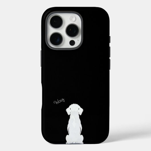Iphone case black with dog silhouette (Achterkant)