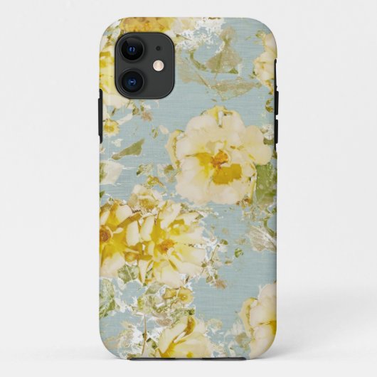 iPhone case  blauwe bloemen (Achterkant)