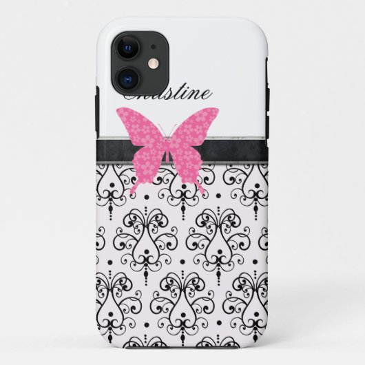 iPhone Case Blue Bow Monogrammed (Achterkant)