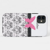 iPhone Case Blue Bow Monogrammed (Achterkant (horizontaal))