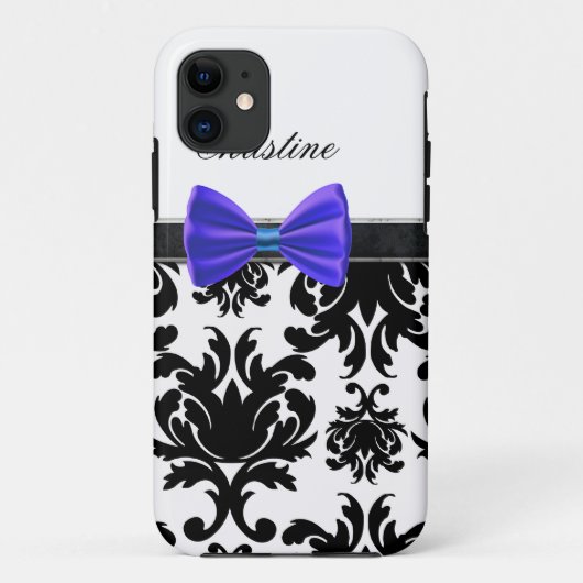 iPhone Case Blue Bow Monogrammed (Achterkant)