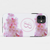 iPhone Case Cherry Blossom Flowers met Initiaal (Achterkant (horizontaal))
