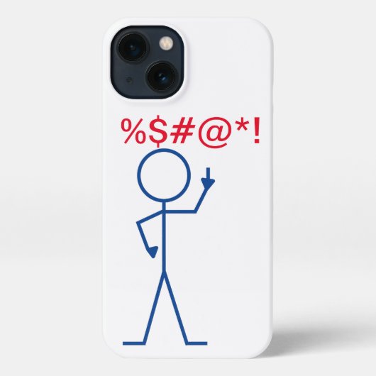 iPhone Case - "Eff you" Blue Stick-figuur Hoesje (Achterkant)