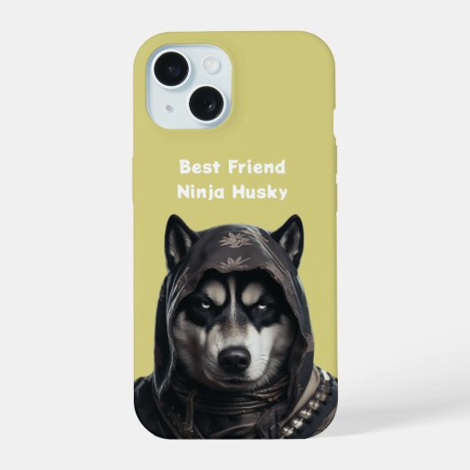 IPhone Case Gepersonaliseerde Slogan | Ninja Husky iPhone 15 Case (Achterkant)