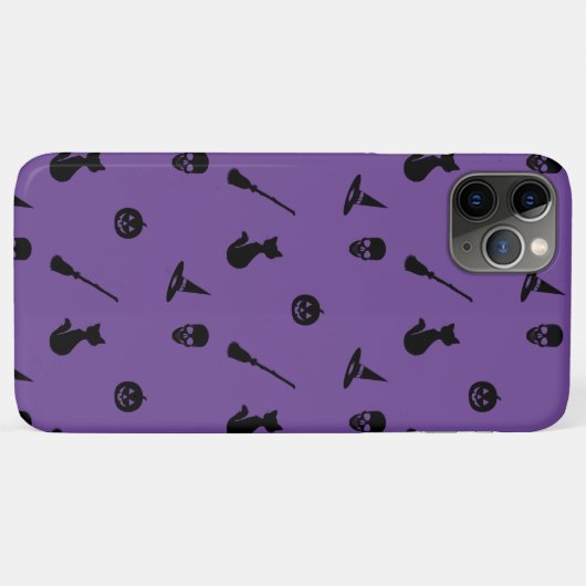 iPhone Case Halloween Pattern Blk op Paarse (Achterkant (horizontaal))