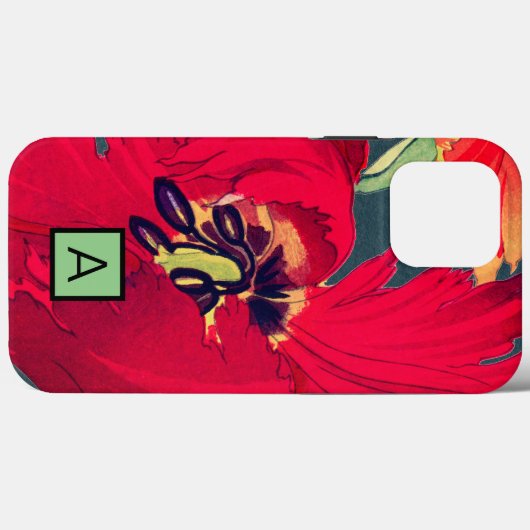 IPHONE CASE JAPANESE POPPY CUSTOM INITIAAL (Achterkant (horizontaal))