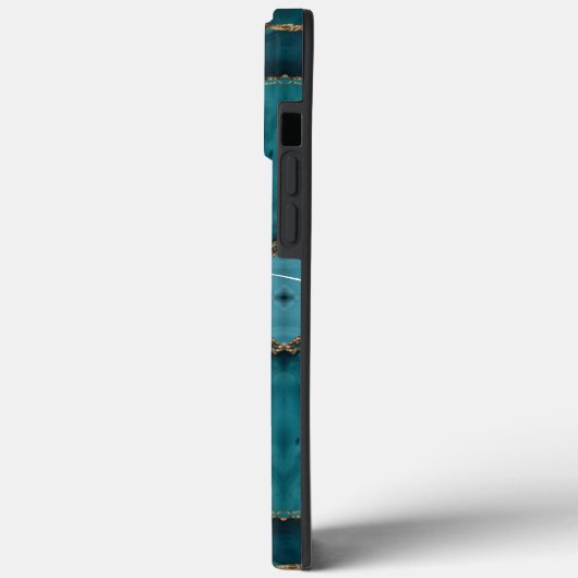 iPhone Case - Marble Blue Blauwgroen Gold Veins (Achterkant / Links)