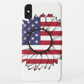 iPhone case met Amerikaanse vlag sunflower, 4 juli (Achterkant)