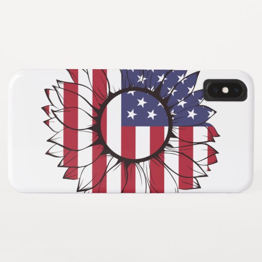 iPhone case met Amerikaanse vlag sunflower, 4 juli (Achterkant (horizontaal))