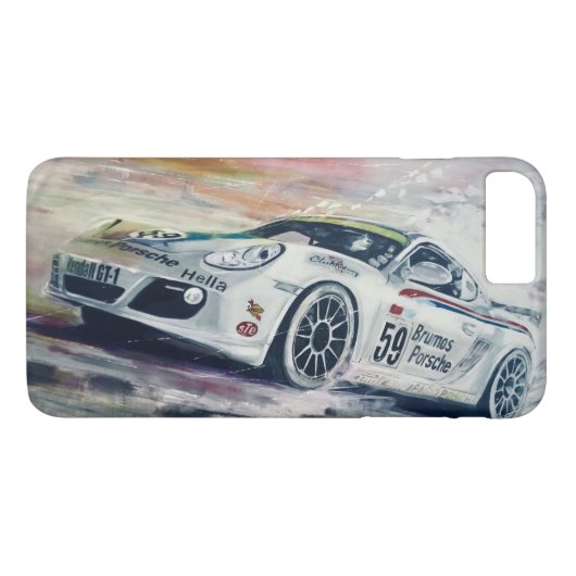 iPhone case met Brumos Porsche schilderij (Achterkant (Horizontaal))