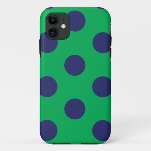 iPhone Case Polka Dot Groen & Navy Blauw (Achterkant)