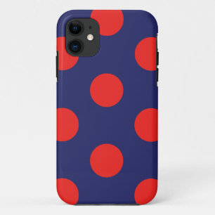 iPhone Case Polka Dot Marine Blauw & Rood
