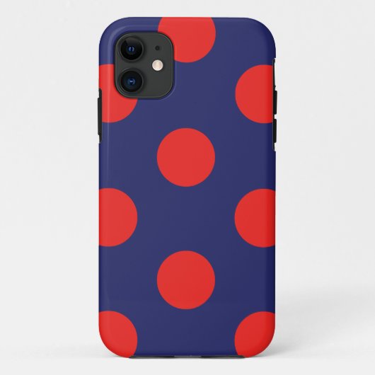 iPhone Case Polka Dot Marine Blauw & Rood (Achterkant)