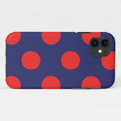 iPhone Case Polka Dot Marine Blauw & Rood (Achterkant (horizontaal))