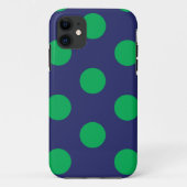 iPhone Case Polka Dot Navy Blauw & Groen (Achterkant)