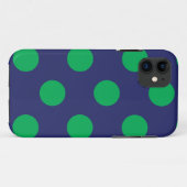iPhone Case Polka Dot Navy Blauw & Groen (Achterkant (horizontaal))