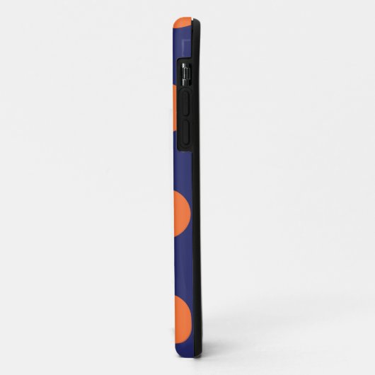 iPhone Case Polka Dot Navy Blauw & Sinaasappel (Achterkant/links)