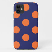 iPhone Case Polka Dot Navy Blauw & Sinaasappel (Achterkant)
