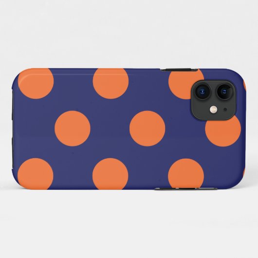iPhone Case Polka Dot Navy Blauw & Sinaasappel (Achterkant (horizontaal))