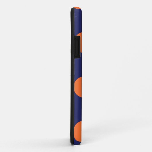 iPhone Case Polka Dot Navy Blauw & Sinaasappel (Achterkant/rechts)
