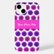 Iphone case - Roze en paarse bloemen
