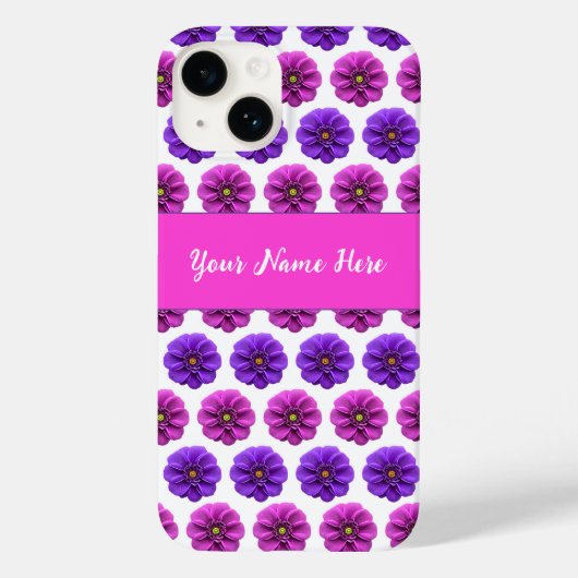 Iphone case - Roze en paarse bloemen (Achterkant)