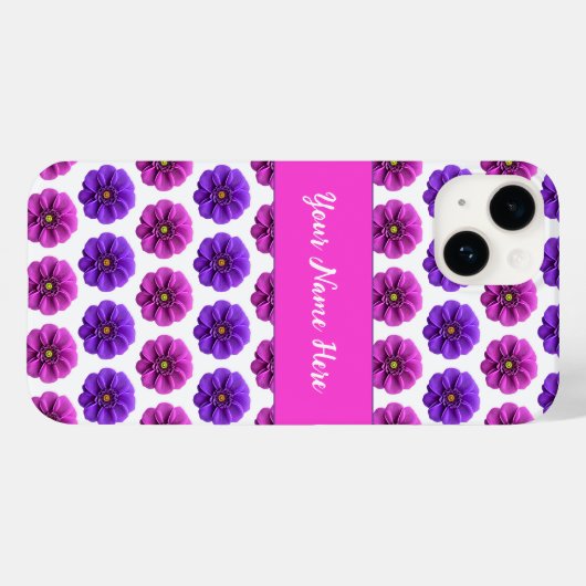 Iphone case - Roze en paarse bloemen (Achterkant (horizontaal))