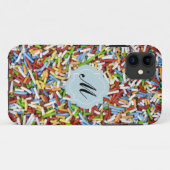 iPhone Case Sprinkles Kleurrijk Snoep Roze Monogra (Achterkant (horizontaal))