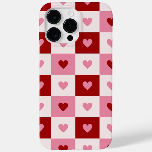 iPhone case with red and pink hearts. (Achterkant)
