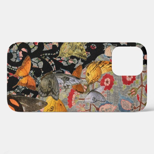 iPHONE CASES William Morris BLACK LACE BUTTERFLIES (Achterkant (horizontaal))